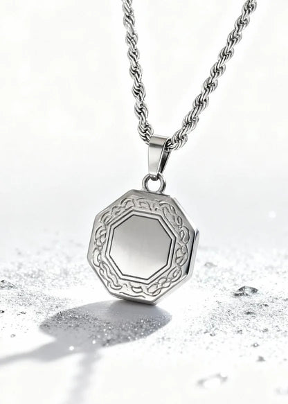 Octagon Greek Pendant Necklace (Adjustable Chain)