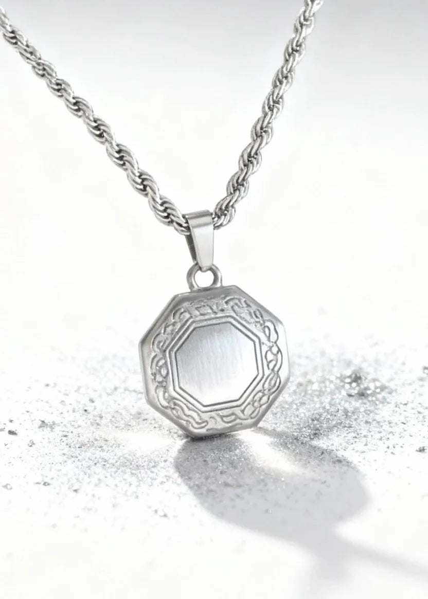 Octagon Greek Pendant Necklace (Adjustable Chain)