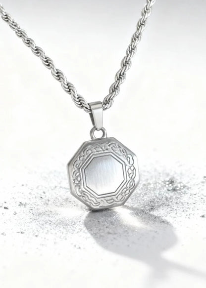 Octagon Greek Pendant Necklace (Adjustable Chain)
