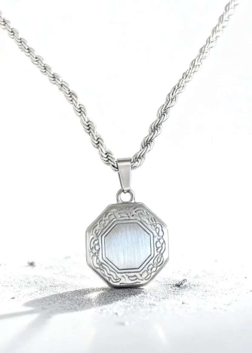 Octagon Greek Pendant Necklace (Adjustable Chain)