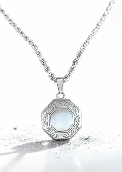 Octagon Greek Pendant Necklace (Adjustable Chain)