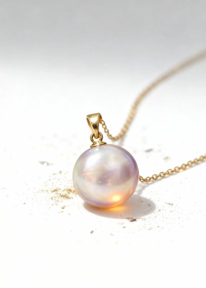 Natural Pink Pearl Pendant Necklace (Adjustable Chain)