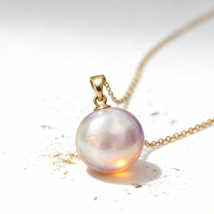 Natural Pink Pearl Pendant Necklace (Adjustable Chain)