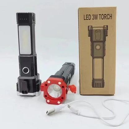 High Power LED Torch Light – Rechargeable Tactical Flashlight with Safety Hammer